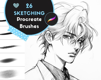 Procreate Brushes: Realistic Sketch Essentials, 26 High-Quality Pencil Texture Brushes for Anime, Still Life, Portraits, and More