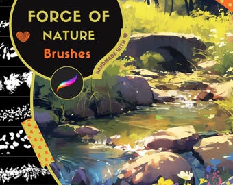 Procreate Brushes: Nature Masterpiece, 120 Premium Brushes for Foliage, Grass, Flowers, fire, snow, rain, Clouds, anime and realistical