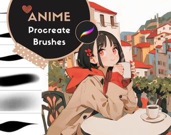 Procreate Brushes: Anime Essentials Pack, 30 Anime-Themed Brushes for Sketching, Lineart, Coloring, Characters, Hair, Nature