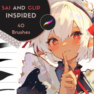 Procreate Brushes: SAI & CLIP Studio Inspired Set, 40 Brushes for Anime, Cartoon, Cute, and Realistic Styles, Perfect for Procreate