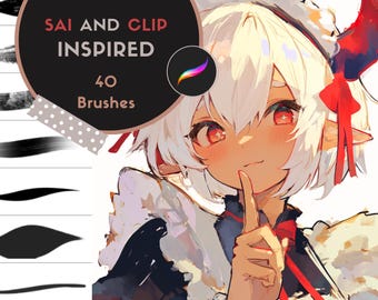 Procreate Brushes: SAI & CLIP Studio Inspired Set, 40 Brushes for Anime, Cartoon, Cute, and Realistic Styles, Perfect for Procreate