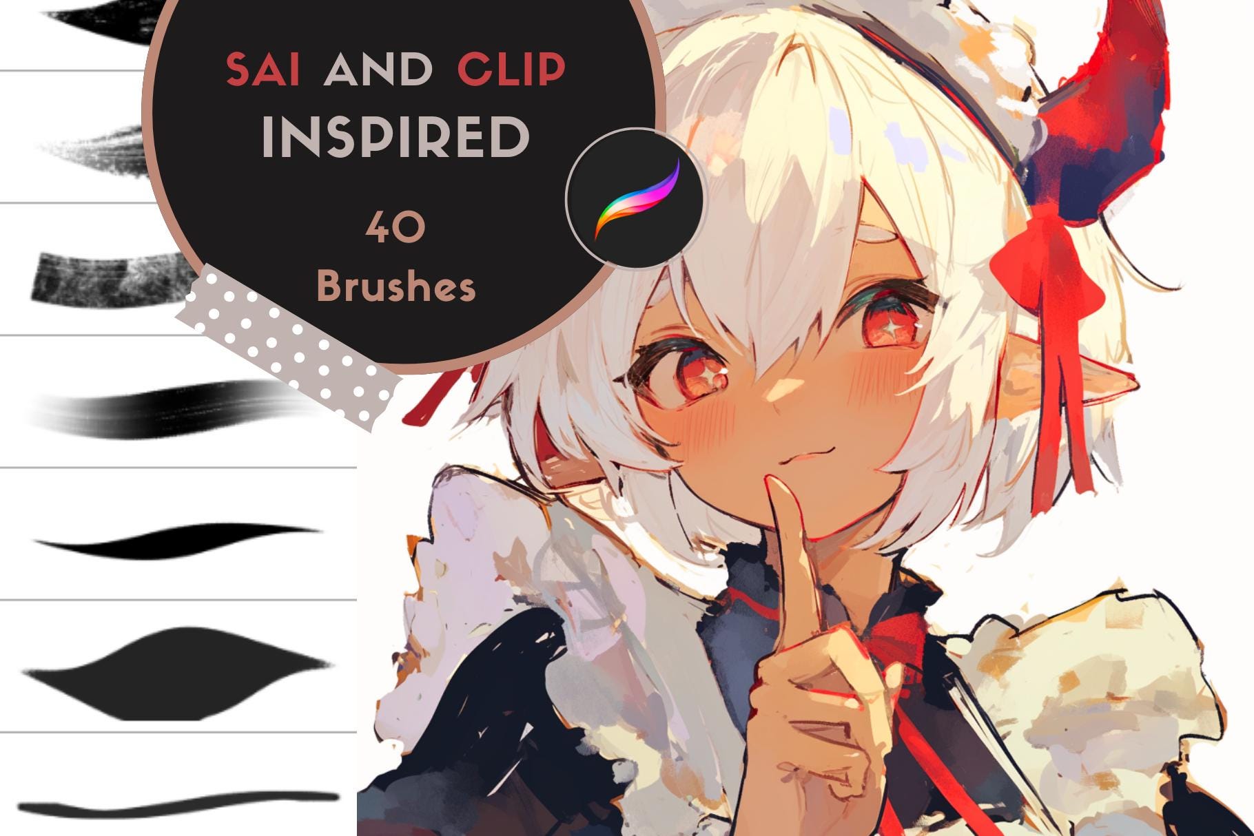 Procreate Brushes Inspired by SAI & Clip Studio — 40 Premium Brushes for Anime, Manga, Cartoon & Realistic Art