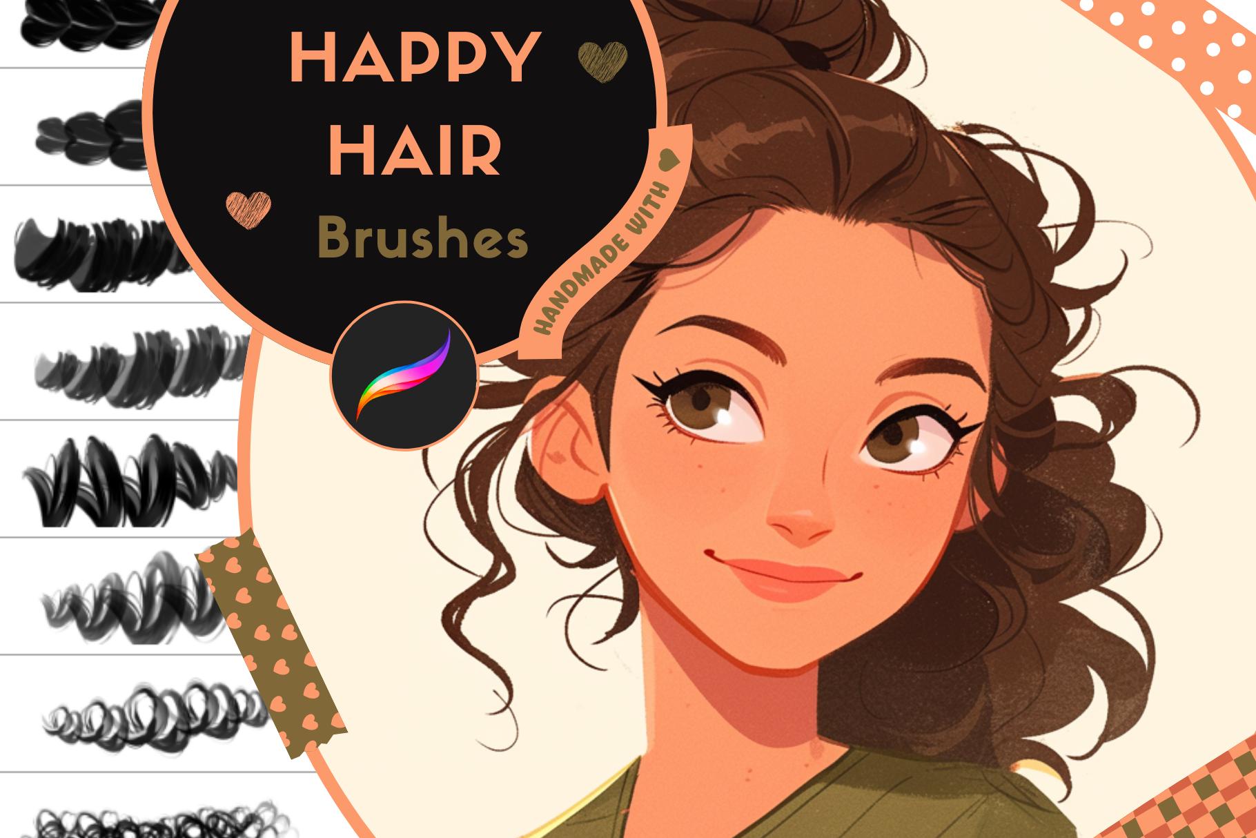 Los mejores pinceles de cabello para Procreate: 31 pinceles premium de anime, manga y realistas con contornos, texturas y brillos