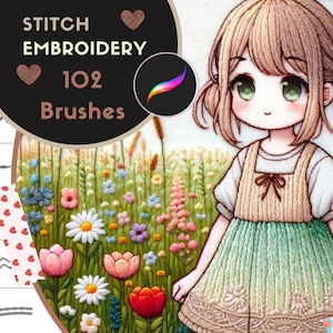 Pack de pinceaux pour broderie et points : 102 pinceaux pour du fil, des coutures et des broderies réalistes
