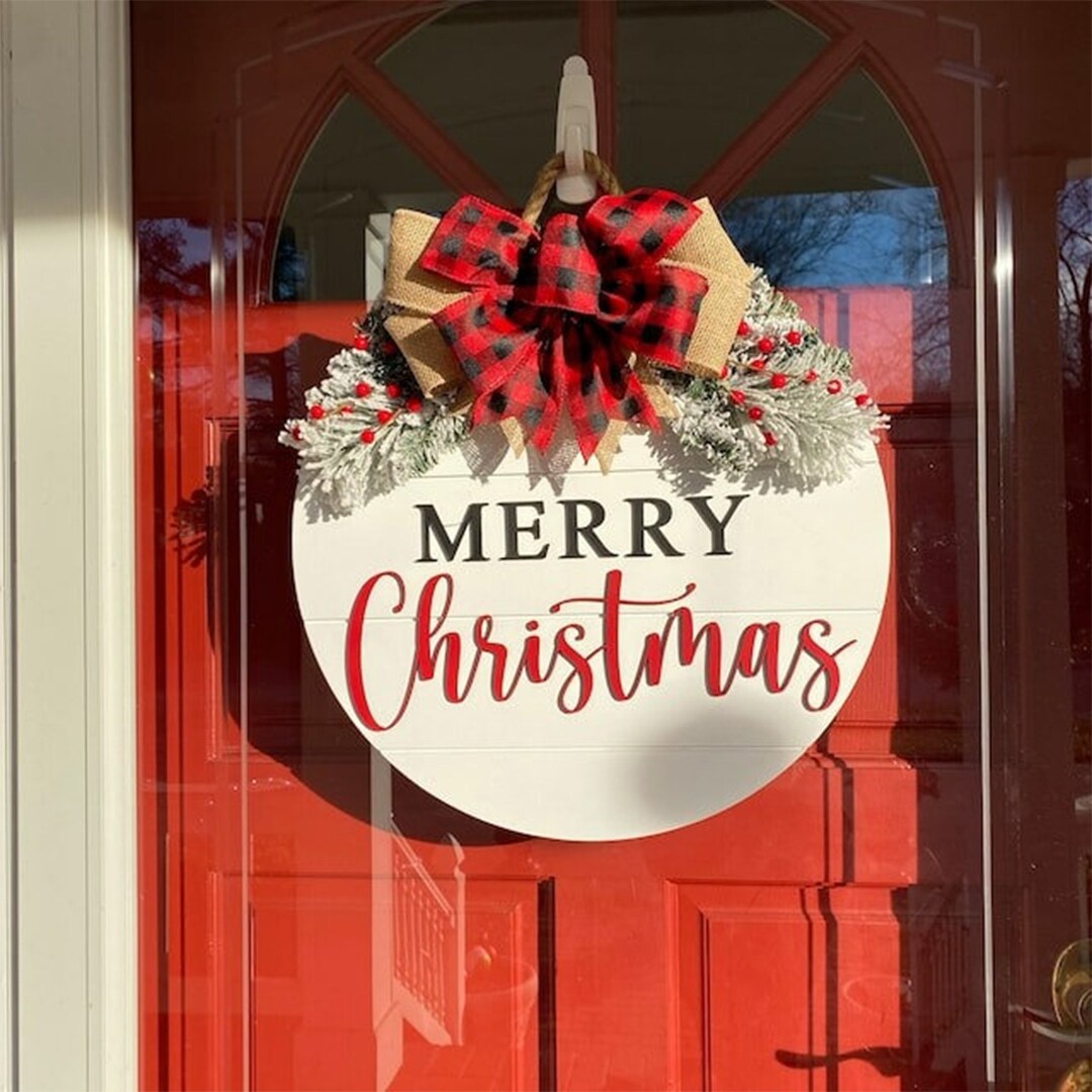 Christmas Front Door Decor/ Christmas Door Hanger/ Shiplap Etsy