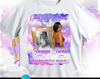 Memorial Template, In Loving Memory, Rest in Peace Shirt, Memorial Shirt, Edit this with Canva. Purple Funeral Shirt, Balloon Release