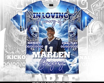 All Over Memorial Template, In Loving Memory, Rest in Peace Shirt, Funeral Shirts, Memorial Shirt, Edit this with Canva, Blue