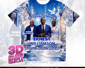 3d All over Shirt Memorial Template, In Loving Memory, Rest in Peace Shirt, Funeral Shirts, Memorial Shirt, Edit this with Canva
