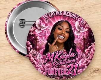 Personalize Memorial Pin Button , Funeral button , Funeral Keepsakes