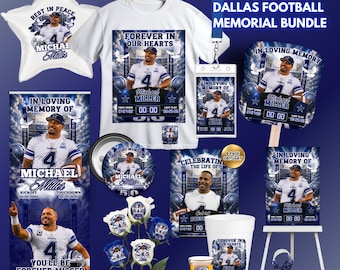 Dallas Football Funeral Bundle, Memorial Poster, Memorial Service, Funeral Poster, Memorial Roses, Canva Template, Obituary