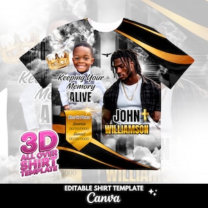 3d All over Shirt Memorial Template, In Loving Memory, Rest in Peace Shirt, Funeral Shirts, Memorial Shirt, Edit this with Canva, Red Black