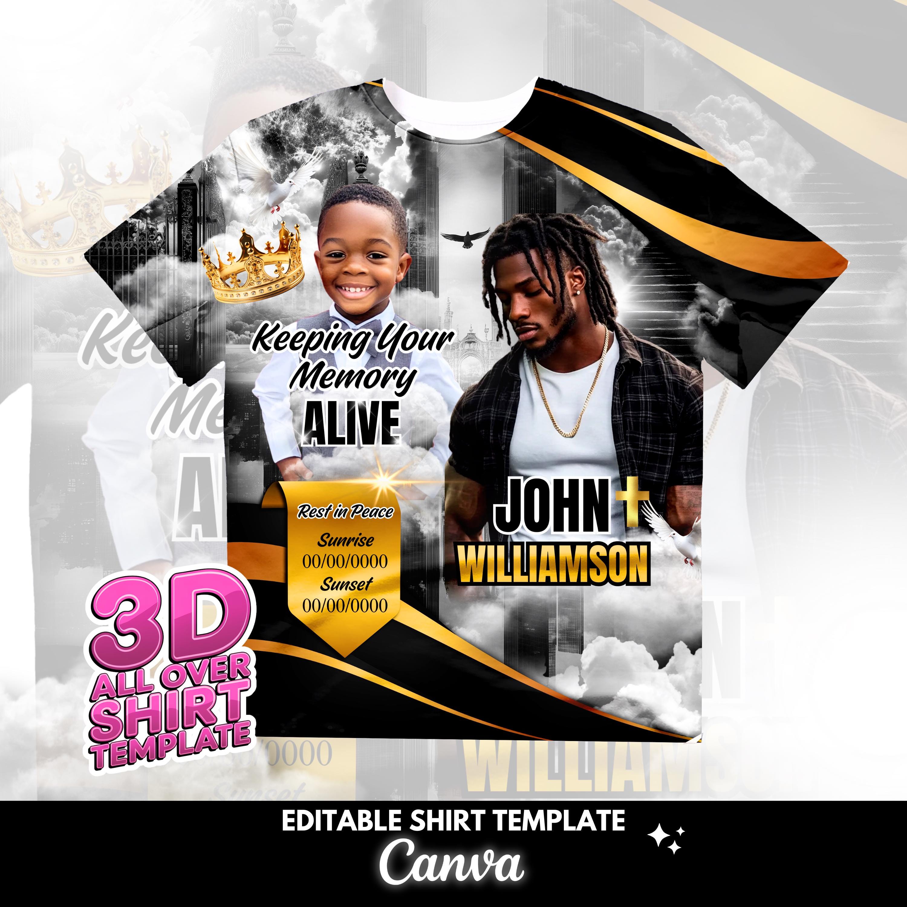 3d All Over Shirt Memorial Template, in Loving Memory, Rest in Peace