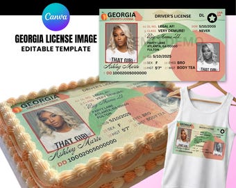 Bearbeitbare Georgia Lizenzvorlage für Kuchen | Geburtstag Shirt Design | Geburtstag Design | Canva Template, 4 Sheet Cake Größen, Visitenkarte