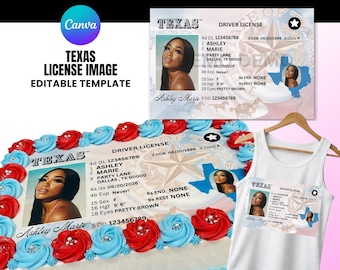 Bearbeitbare Texas Lizenzvorlage für Kuchen | Geburtstag Shirt Design | Geburtstag Design | Canva Template, 4 Sheet Cake Größen, Visitenkarte