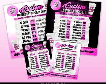 Preisliste für Styroportassen | Party Design für Tassen | Preisliste für Schnapsgläser | Party Preisliste