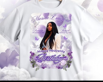 Memorial Shirt, In Loving Memory, Rest in Peace Shirt, Funeral Shirts, Memorial Shirt, Edit this with Canva, Heavenly Birthday, Purple Only