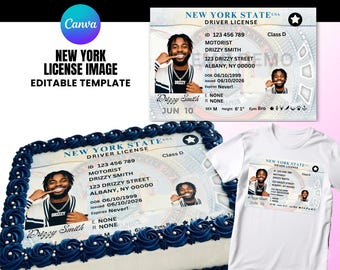 Bearbeitbare New York Lizenzvorlage für Kuchen | Geburtstag Shirt Design | Geburtstag Design | Canva Template, 4 Sheet Cake Größen, Visitenkarte