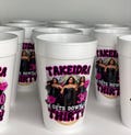 Personalized Styrofoam Cups | Party Cups | Birthday Cups | Custom Styrofoam Cups | Sticker Only Option | 16oz 20oz Sizes Available