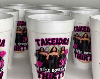 Personalized Styrofoam Cups | Party Cups | Birthday Cups | Custom Styrofoam Cups | Sticker Only Option | 16oz 20oz Sizes Available