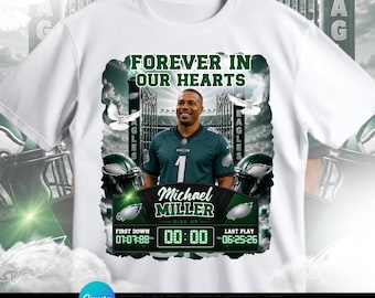 Philadelphia Football Memorial Template, In Loving Memory, Rest in Peace Shirt, Funeral Shirts, Memorial Shirt, Edit this with Canva