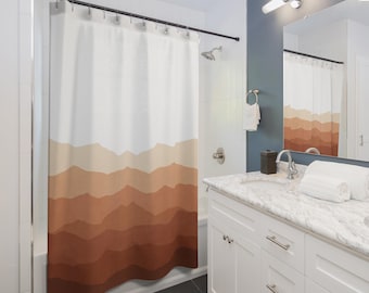 Boho Desert Sunset Shower Curtain: Earth Tone Southwestern Bath Decor