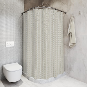 Sage Green Stripe Shower Curtain and Bath Rug Set Modern Neutral Bathroom Decor Memory Foam Non Slip Machine Washable Eco Friendly SpaLiving