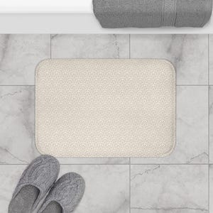 Beige Modern Bath Mat Neutral Bathroom Rug Minimalist Floor Mat Art Deco Pattern Soft Non-Slip Washable Mat Elegant Home Decor cute rugs mat