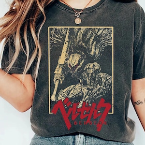 Shirt Berserk Guts Armor | Guts Black Swordsman-T-shirt, jaren 90 vintage anime-afbeelding, mangapanelmerchandise, cadeau anime-fan
