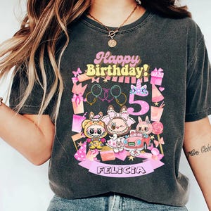 Personalisiertes Labubu Geburtstags-Shirt, personalisiertes Labubu Geburtstagsgeschenk, süßes Labubu Geburtstag-T-Shirt, personalisiertes Geburtstags-T-Shirt