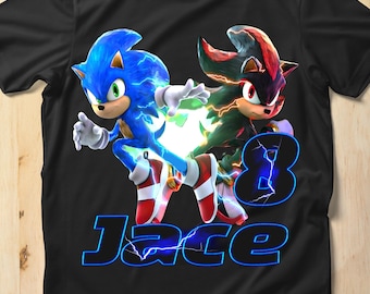 Sonic & Shadow Geburtstags-Shirt personalisiert: Personalisiertes Familien-Party-T-Shirt