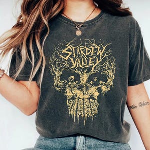 Stardew Valley Shirt - Unique Skull Tree Graphic Tee for Gamers, Cozy Aesthetic Apparel, Cool Gaming Gift For Her