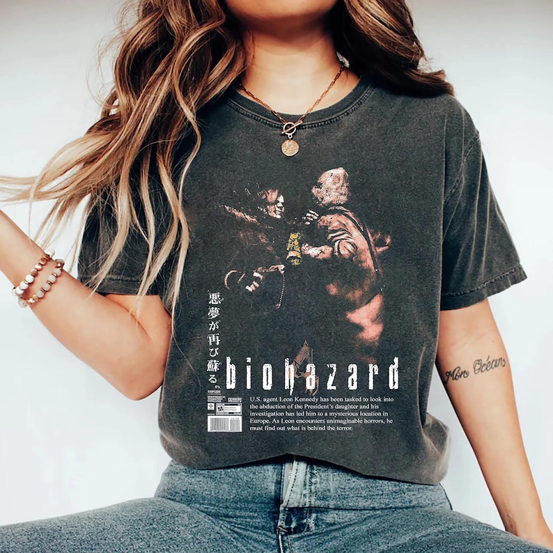 Biohazard Merch Resident Evil 4 Shirt, Leon Kennedy Tee | Vintage RE4 Remake Graphic ...