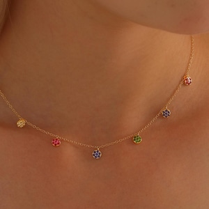 Personalized Family Birthstone Necklace • Gemstone Necklace • Custom Birthstone Jewelry • Birthday Gift • Mothers Necklace • Gift for Mom