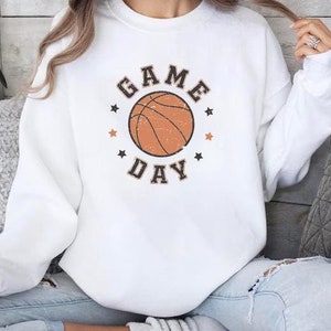 Basketball Game Day Sweatshirt, Basketball T Shirt for Women, Basketball Mom Sweater, Retro Basketball Gift, Basketball Team Outfit for Men