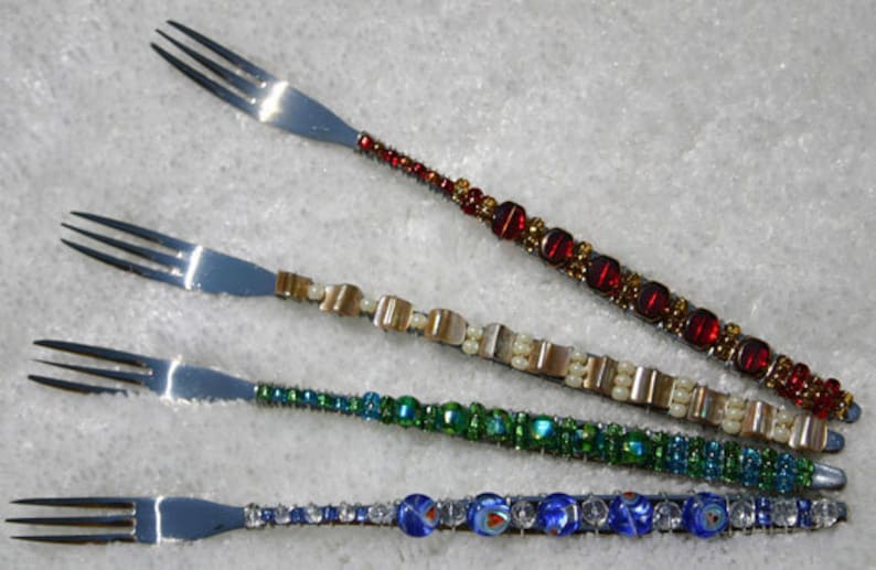 Beaded Olive and Pickle Fork Etsy