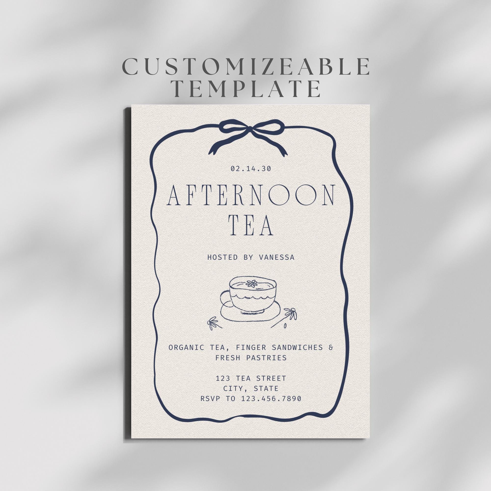 Customizable Elegant Afternoon Tea Invitation Template – Digital ...