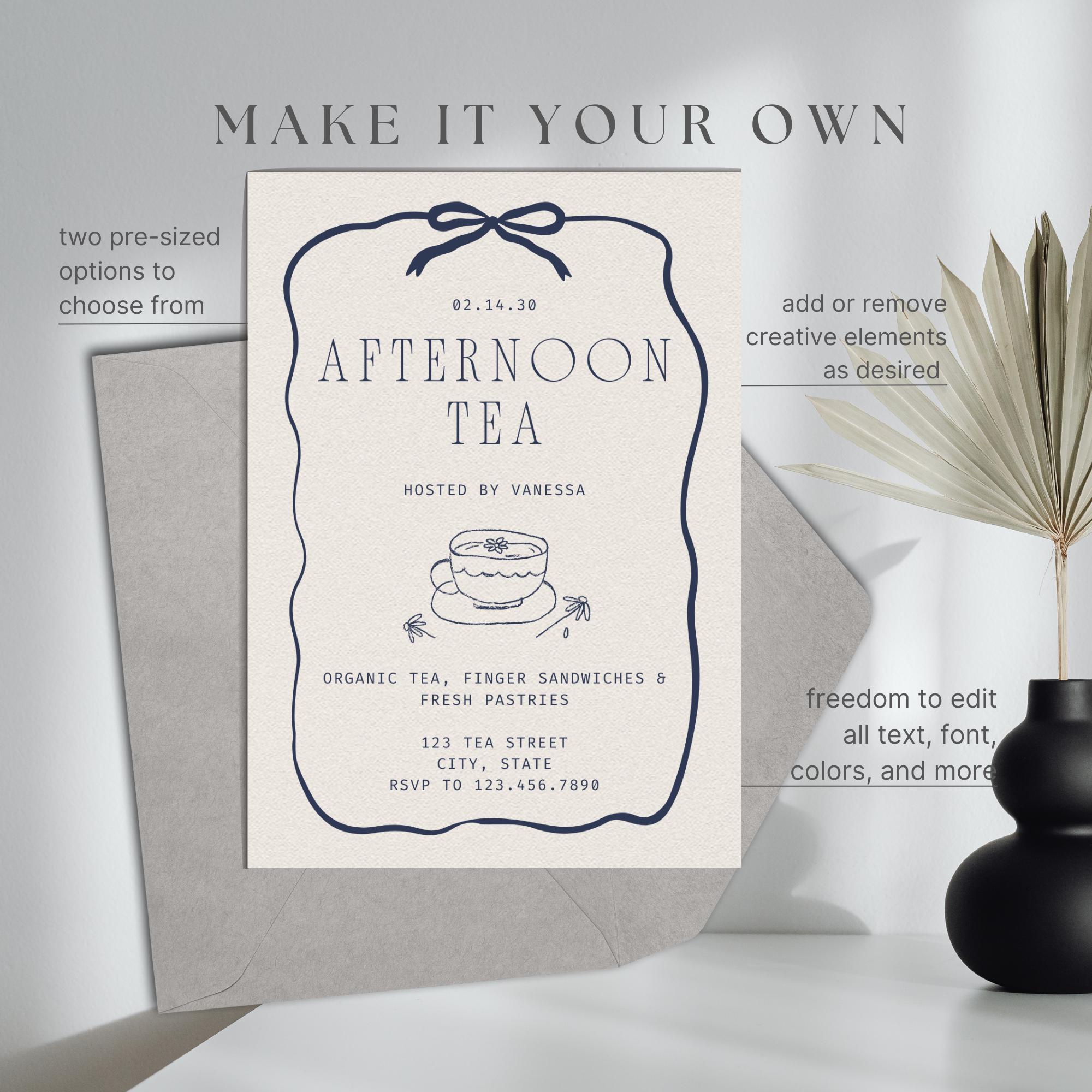 Customizable Elegant Afternoon Tea Invitation Template – Digital ...