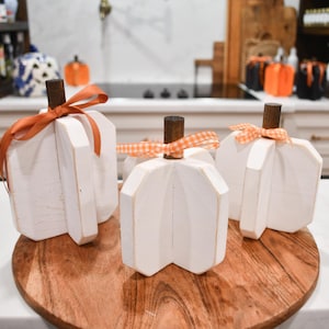 Set of 3 wooden pumpkins, fall decor, pumpkins, fall pumpkins, white pumpkin decor, thanksgiving decor, wood decor, rustic decor