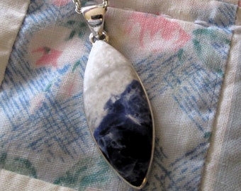 NECKLACE -  HEALING - SODALITE  - Minas Gerais - Brazil - 925 - Sterling Silver - 18  inch  chain necklace234