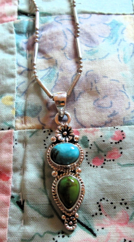 NECKLACE -  TURQUOISE - Mohave Blue - Green  - 92… - image 3