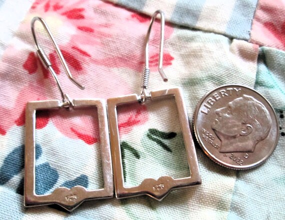 EARRINGS - RECTANGLE   - HEARTS - 925 - Fish hook… - image 2
