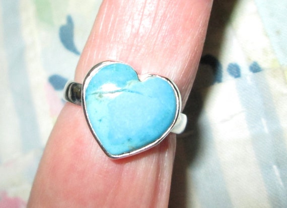 RING - TURQUOISE - Blue  Mohave  - HEART - 925 - … - image 1