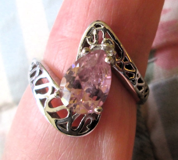 RING  - PINK  - SAPPHIRE - Filigree - 925 - Estat… - image 1