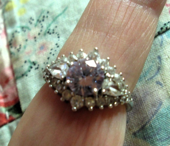 RING IBB CN Czs Estate Sale 925 Sterling Silver Size 7 Purple 414