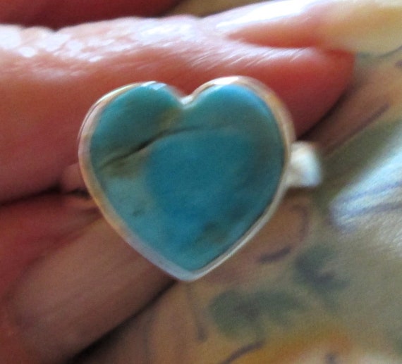 RING - TURQUOISE - Blue  Mohave  - HEART - 925 - … - image 3