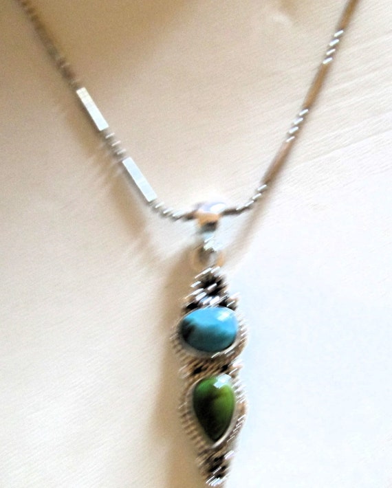 NECKLACE -  TURQUOISE - Mohave Blue - Green  - 92… - image 1