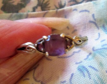 RING  - Triple - AMETHYST   - ESTATE Sale - 925 - Sterling Silver - size 7 1/2  purple 516