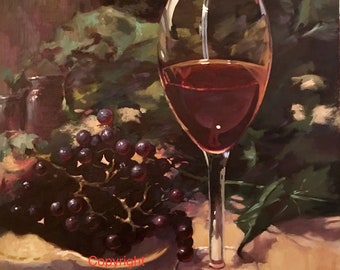 Original wine oil painting for wine collectors and wine lovers