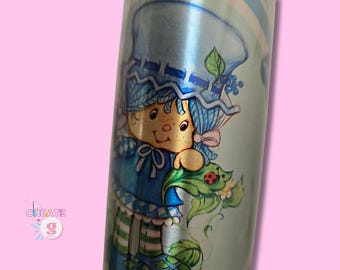 Vintage 80er Jahre / Blueberry Muffin / Erdbeere Shortcake / Silber personalisierte Becher 20 Unzen