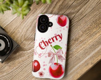 Cherry Blossom Tough Phone Case, Cute Phone Cover, Floral Cell Phone Accessories, Gifts for Her, Spring Decor, Cherry Themed